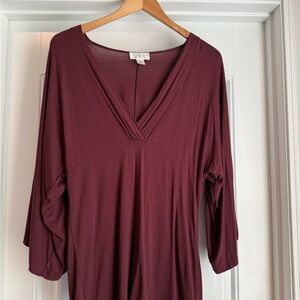 LOFT Deep Burgundy V-Neck Blouse